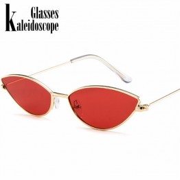 Metal Frame Women Cat Eye Sunglasses Cute Sexy Brand Designer Summer Retro Small Frame Black Red Cateye Sun Glasses UV400