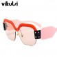 Sexy Rimless Oversized Sunglasses Women Vintage 2018 Red Pink Luxury Brand Sun Glasses For Female Rivet Big Frame Male Shades