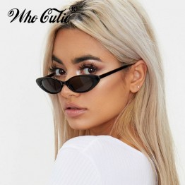 WHO CUTIE 2018 Small Oval Sunglasses Women Cat Eye Brand Designer Vintage Retro Skinny Cateye Frame Tiny Sun Glasses Shades 592C